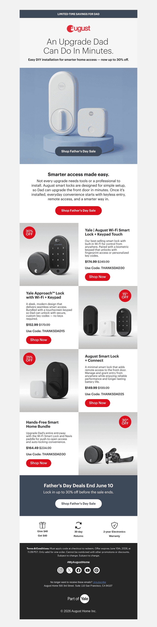 August Home email from Wed, Jun 3, 2026