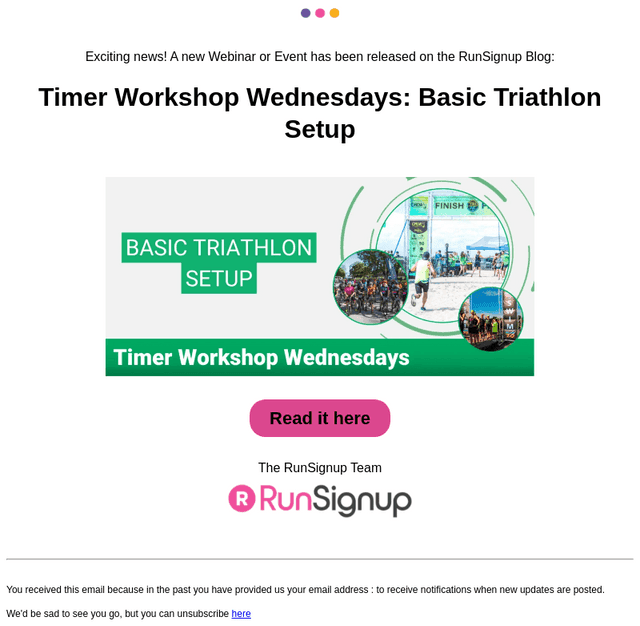 RunSignUp email from Wed, Jun 3, 2026