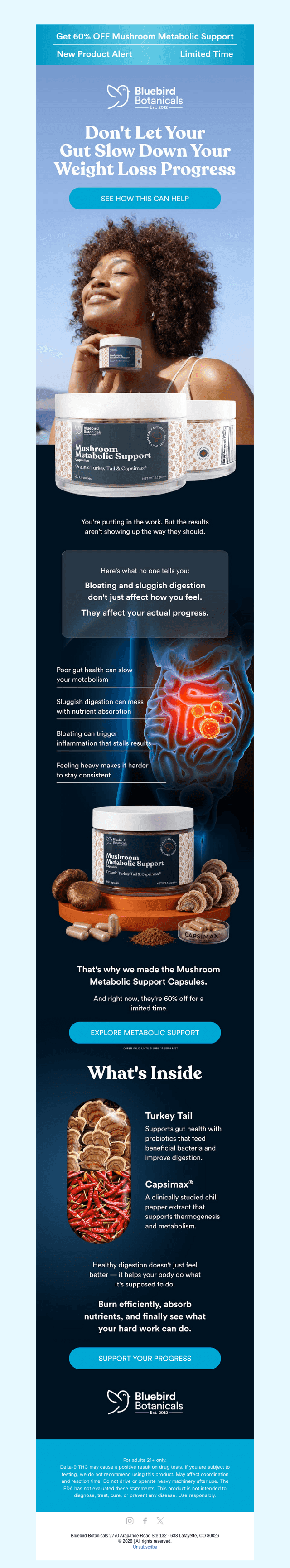 ❌ Bloating and sluggish digestion out