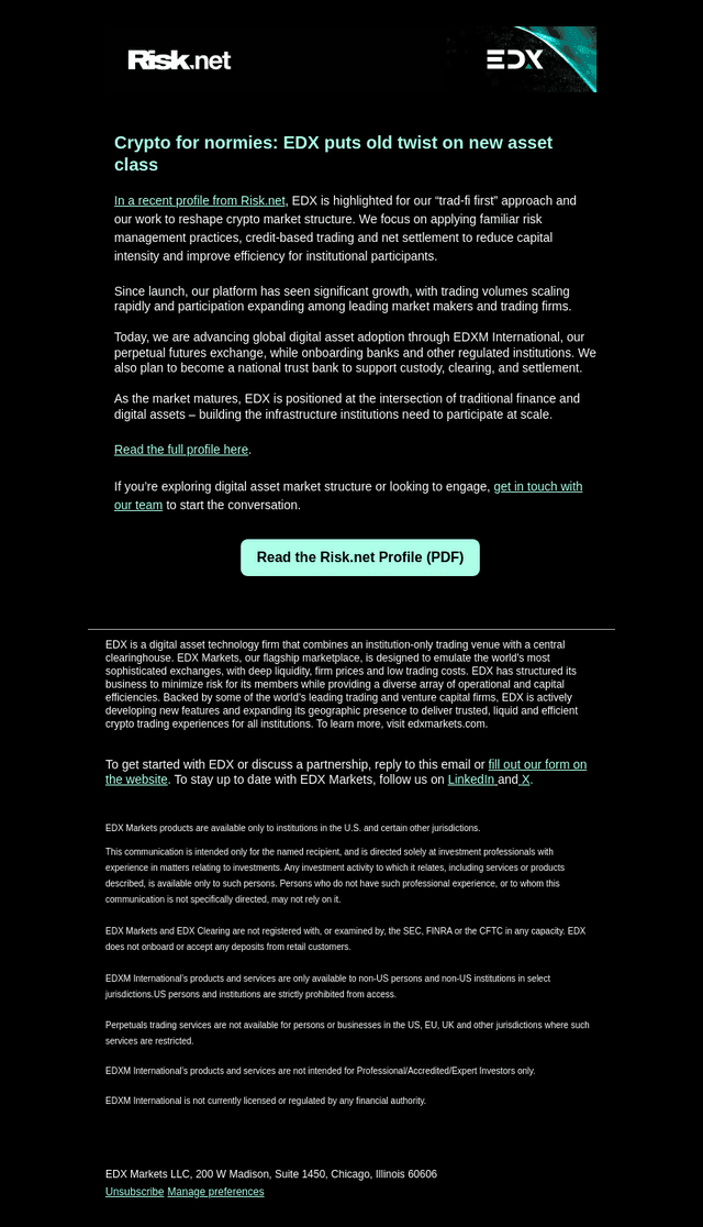 EDX Markets email from Thu, Jun 4, 2026