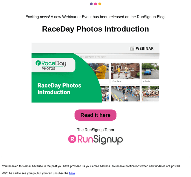 RunSignUp email from Thu, Jun 4, 2026