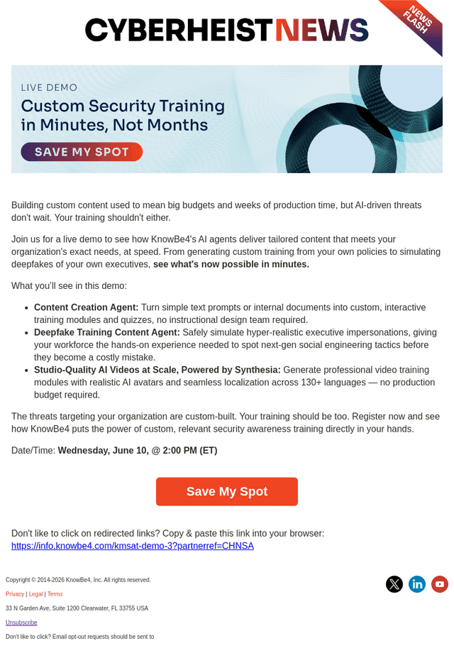 KnowBe4 email from Thu, Jun 4, 2026