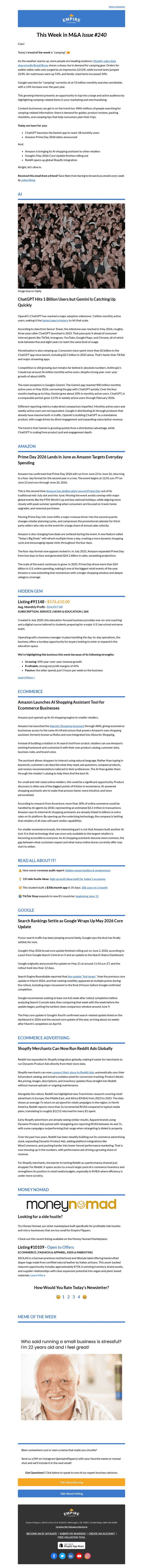 Empire Flippers email from Fri, Jun 5, 2026
