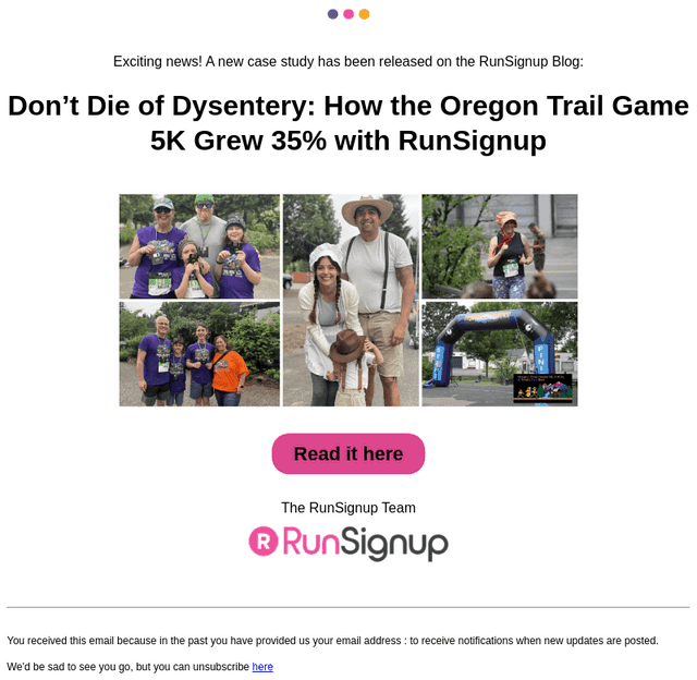 RunSignUp email from Fri, Jun 5, 2026