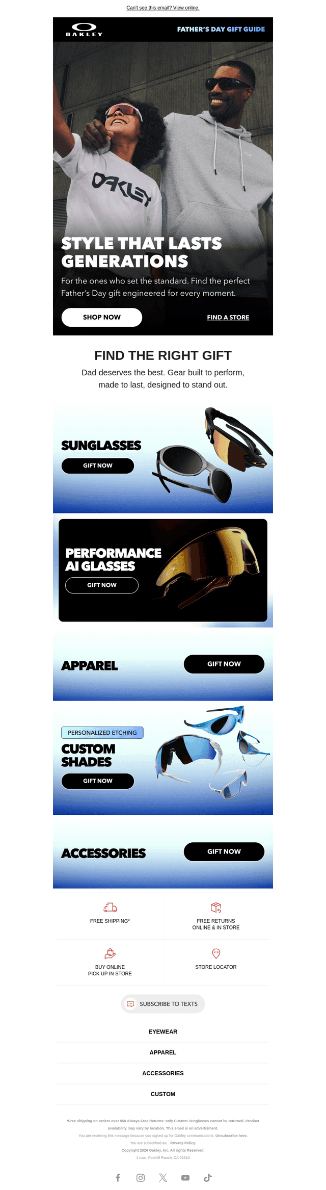 Oakley email from Sat, Jun 6, 2026