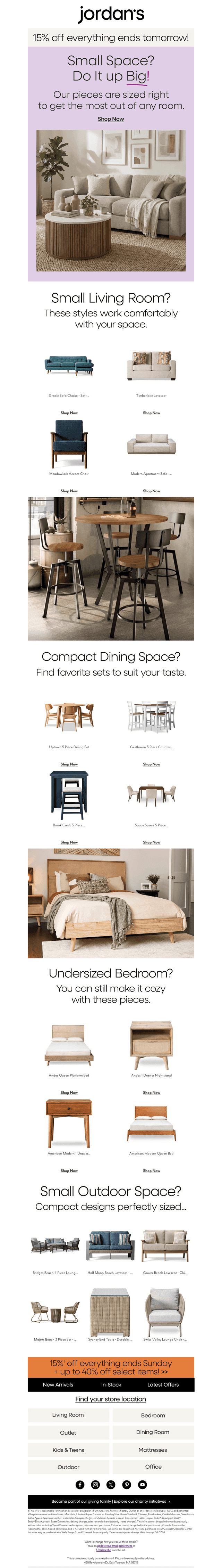 Final weekend for 15% off small spaces!