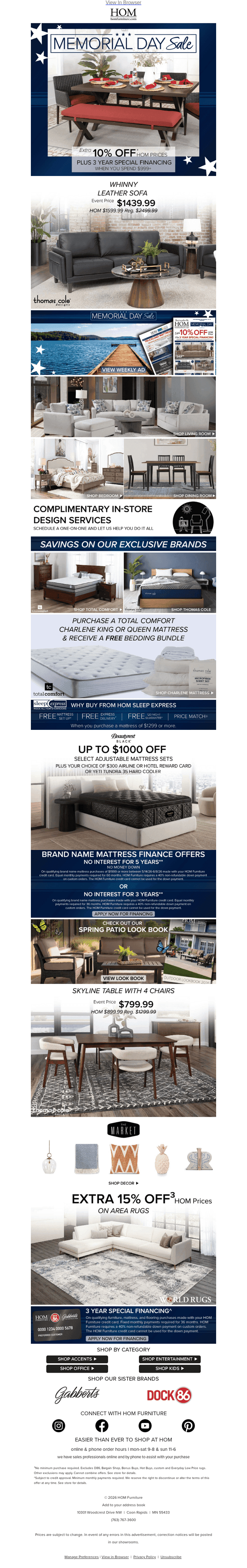 HOM Furniture email from Sun, Jun 7, 2026