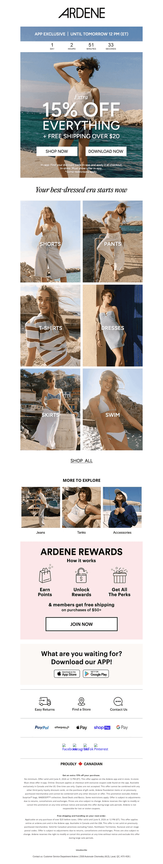 EXTRA 15% OFF EVERYTHING + FREE SHIP