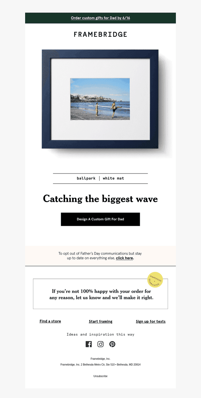 Framebridge email from Sun, Jun 7, 2026