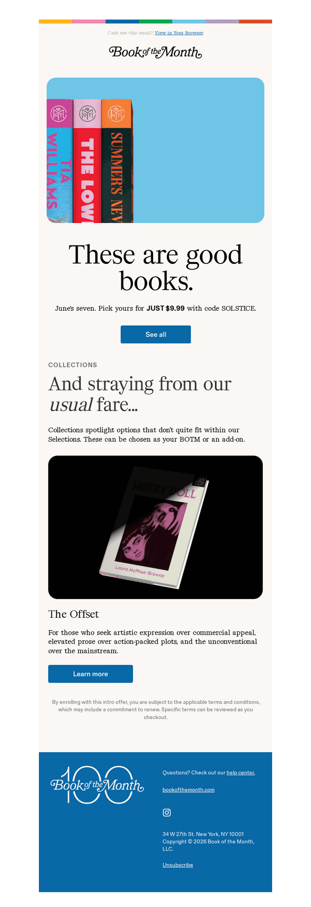 Book of the Month email from Sun, Jun 7, 2026