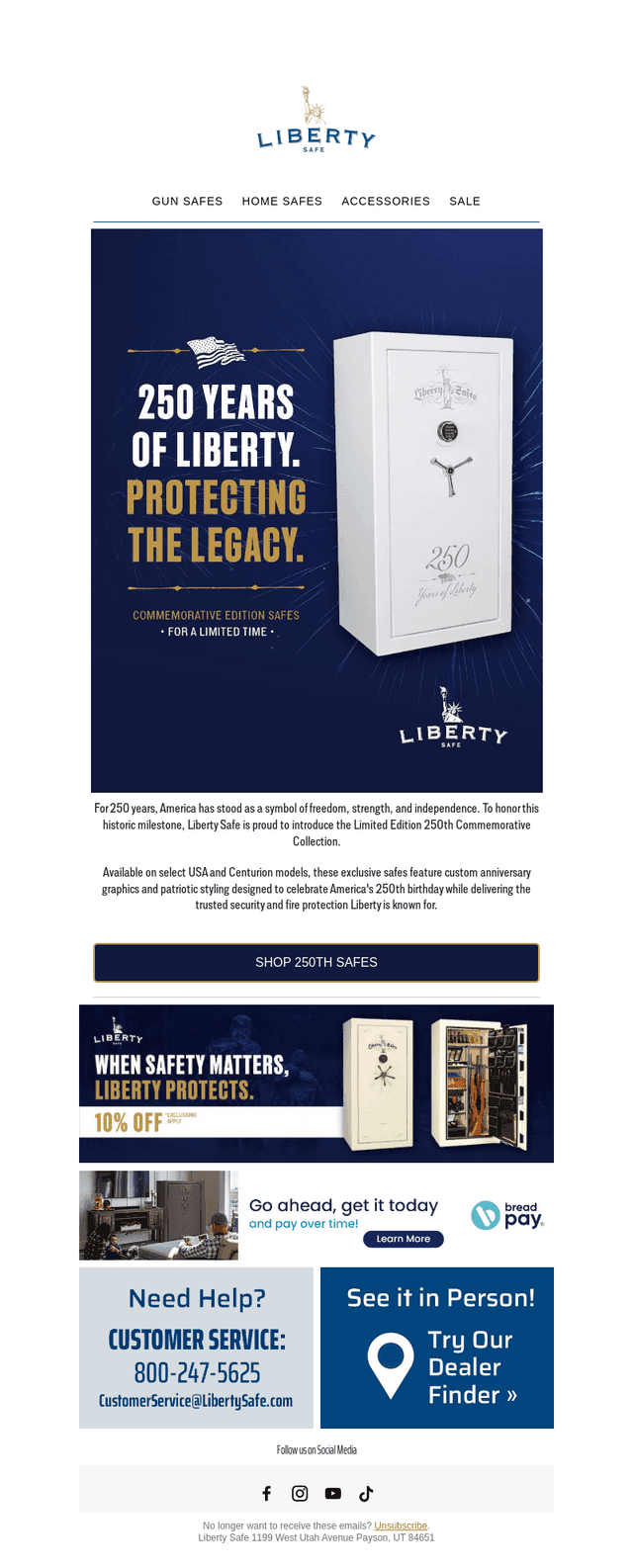 Liberty Safe email from Mon, Jun 8, 2026