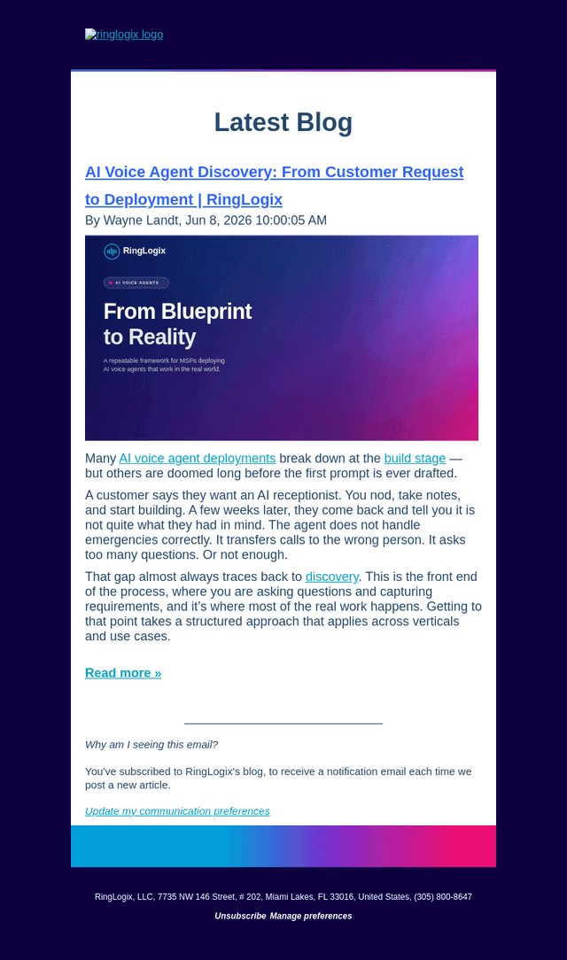 AI Voice Agent Discovery: From Customer Request to Deployment | RingLogix