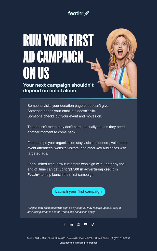 Get your first ad campaign on us