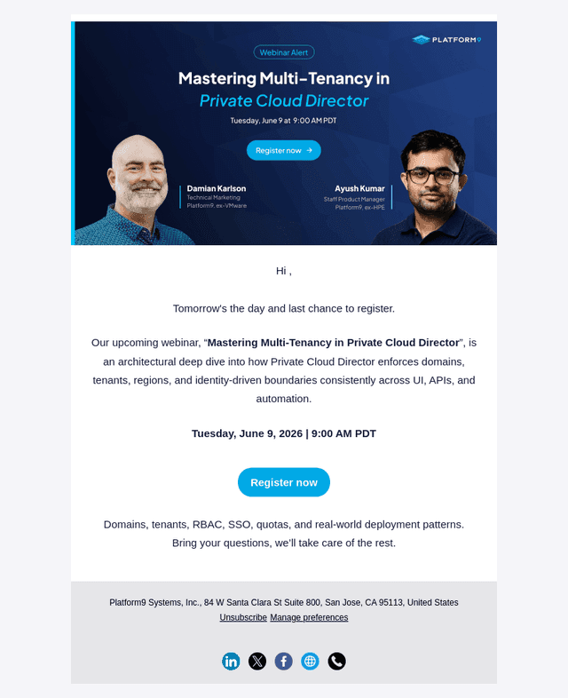 Tomorrow: Mastering Multi-Tenancy in Private Cloud Director