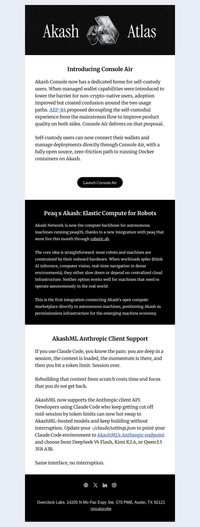 Akash Network email from Mon, Jun 8, 2026
