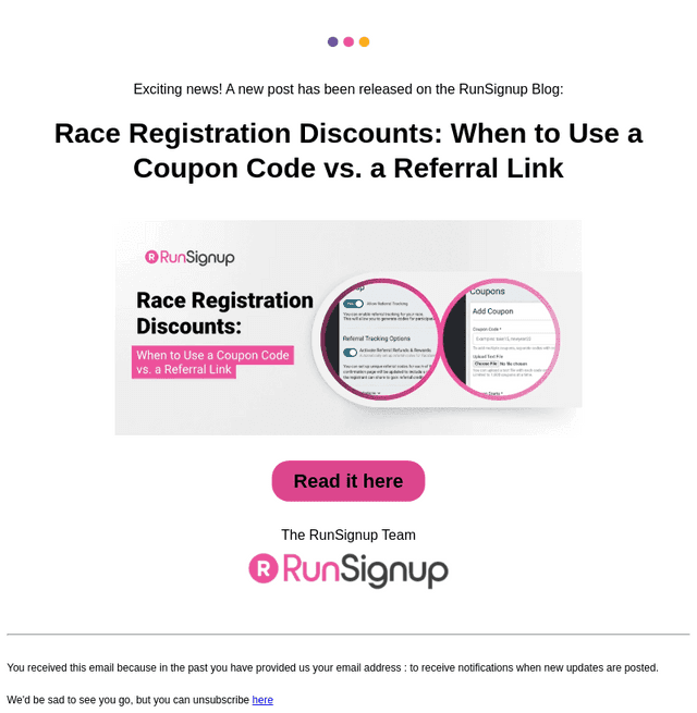 RunSignUp email from Tue, Jun 9, 2026