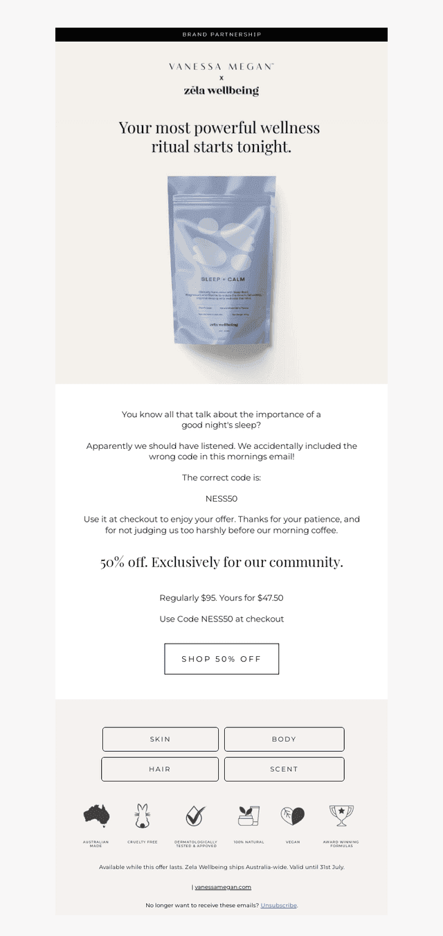 Vanessa Megan Skincare email from Tue, Jun 9, 2026