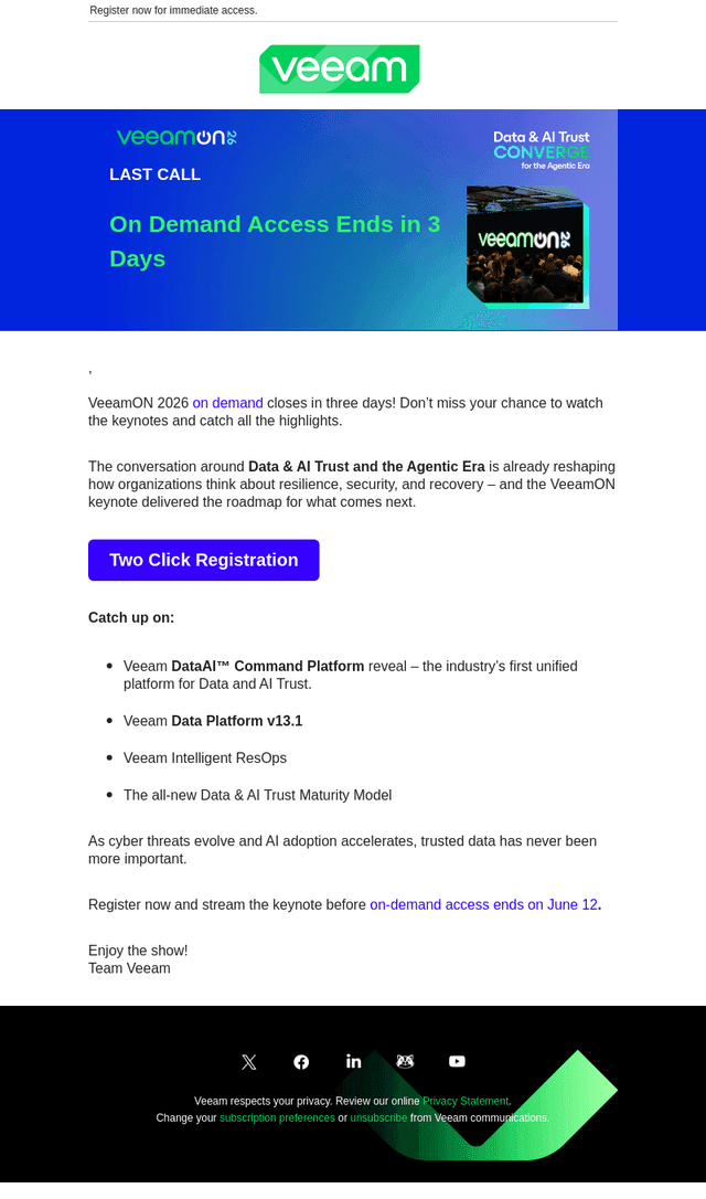 Last Call: VeeamON On Demand Expires Soon