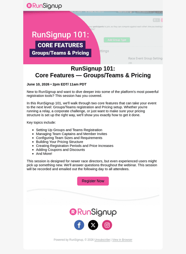 RunSignUp email from Tue, Jun 9, 2026