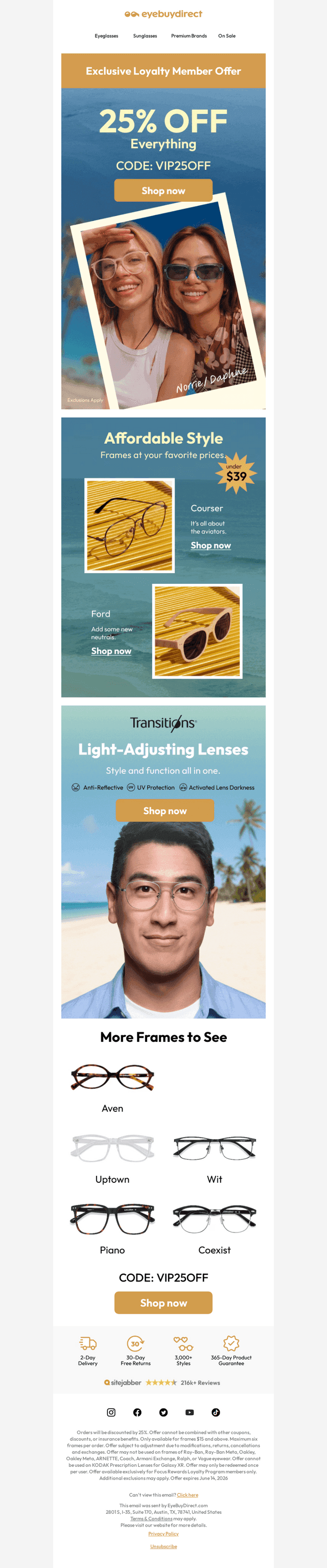 EyeBuyDirect email from Tue, Jun 9, 2026