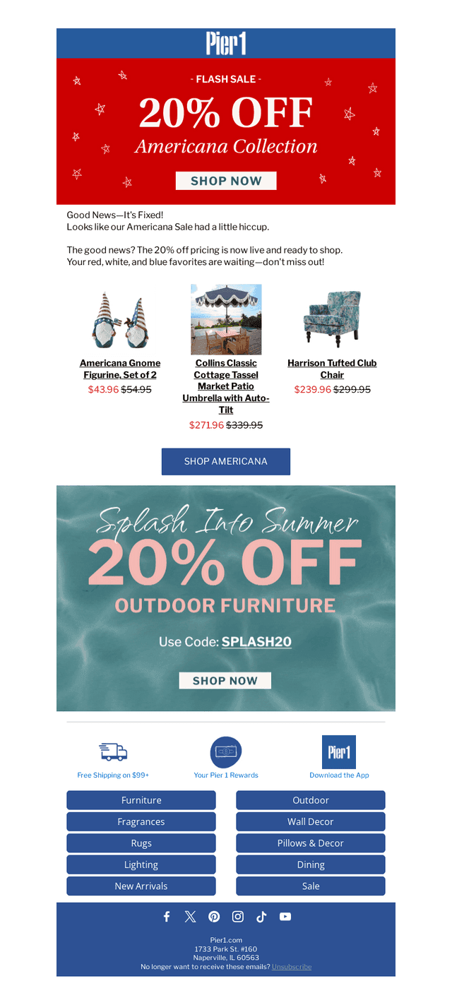 Pier 1 email from Tue, Jun 9, 2026