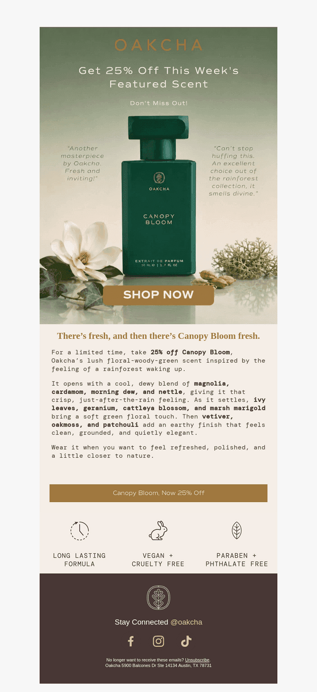 Rainforest Freshness, Now 25% Off with Canopy Bloom