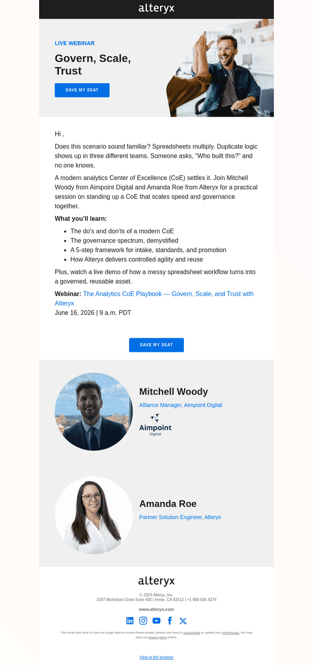 The analytics CoE playbook, with Aimpoint Digital & Alteryx
