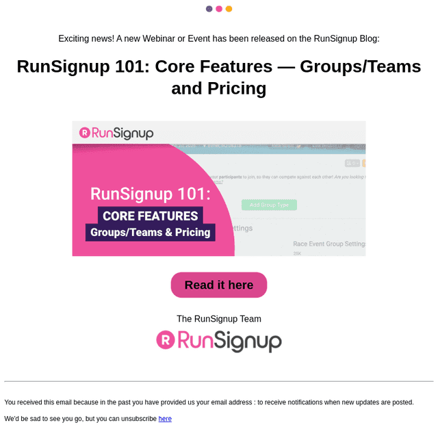 RunSignUp email from Wed, Jun 10, 2026