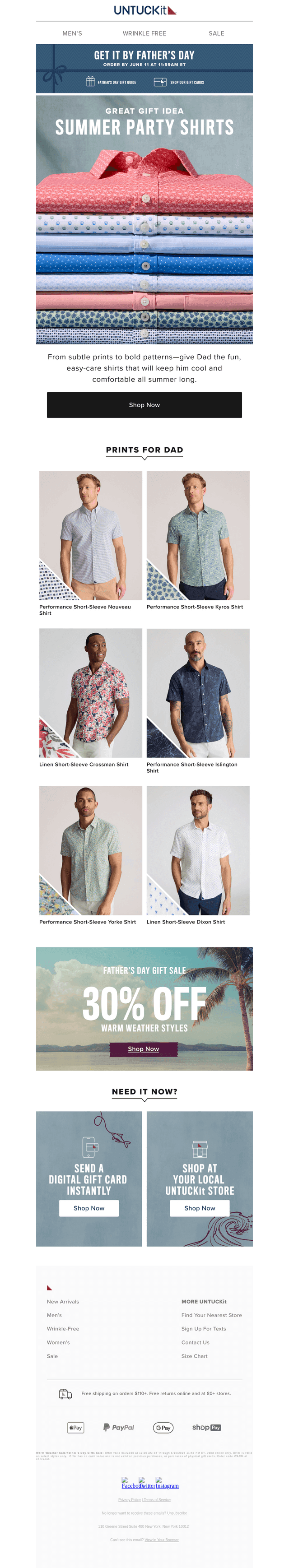 UNTUCKit email from Wed, Jun 10, 2026
