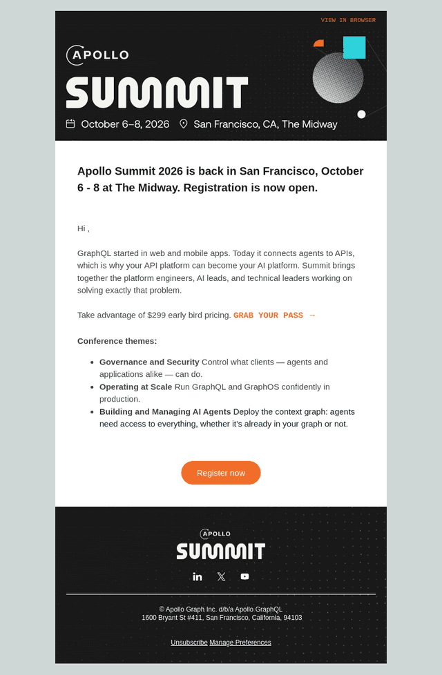 Apollo Summit 2026 registration is now open