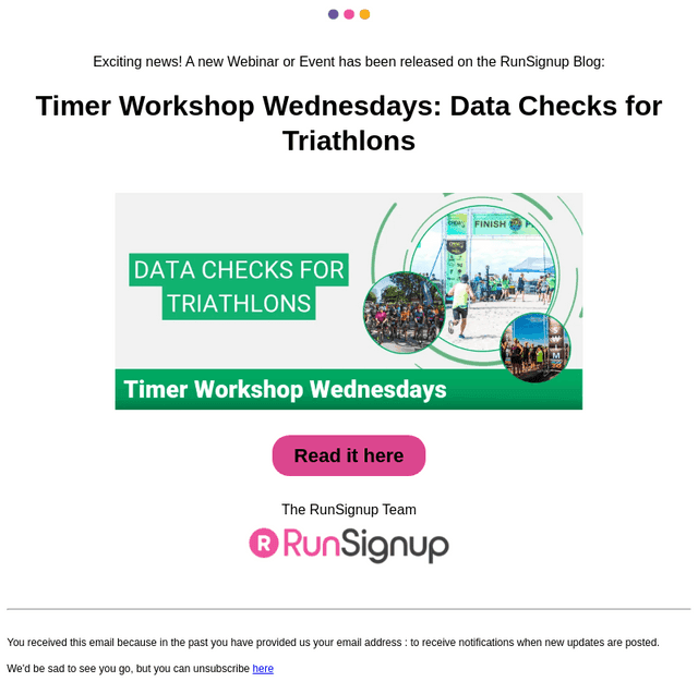RunSignUp email from Wed, Jun 10, 2026