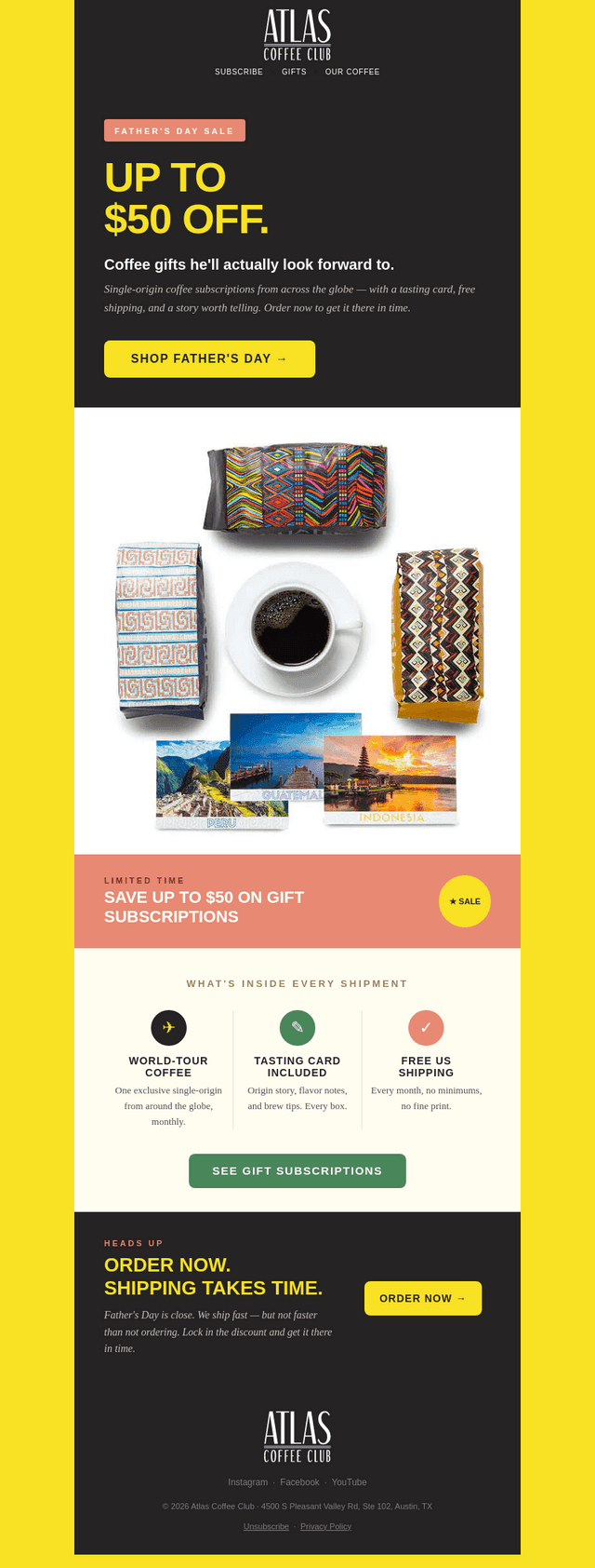 Atlas Coffee Club email from Thu, Jun 11, 2026
