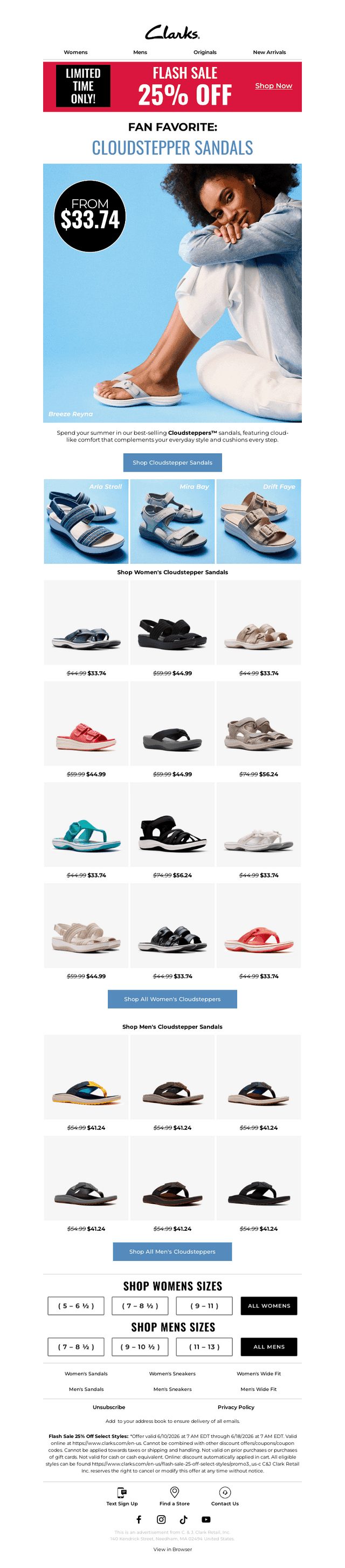 Clarks Shoes email from Thu, Jun 11, 2026