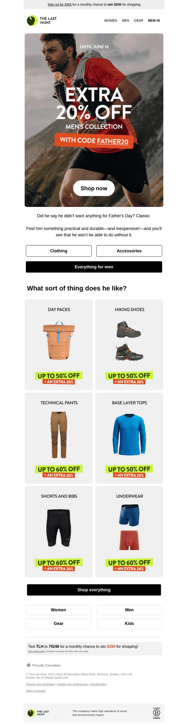 EXTRA 20% off Men's collection