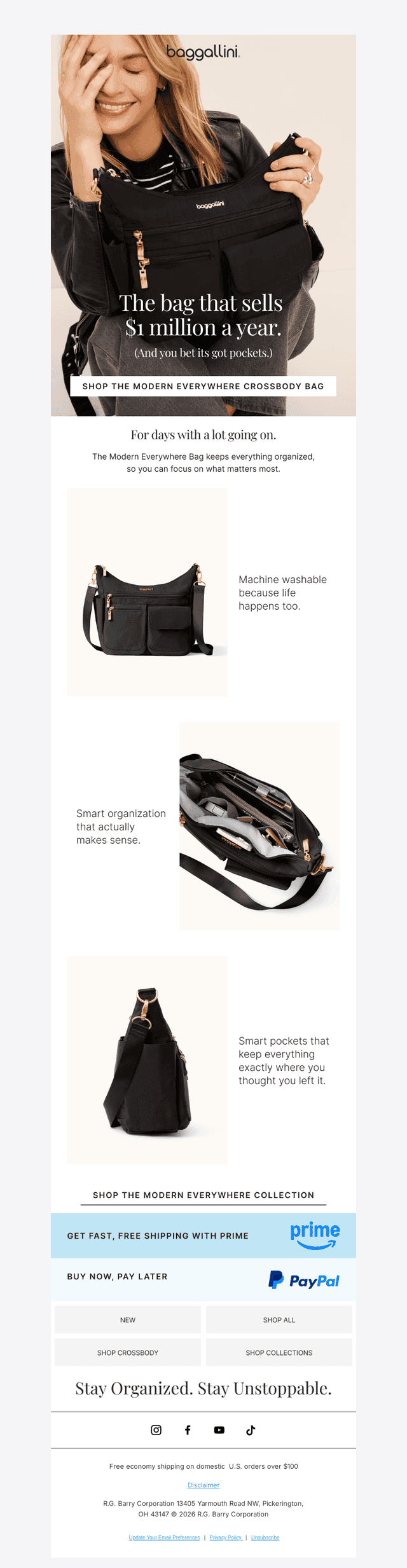 This bagg sells $1 million per year