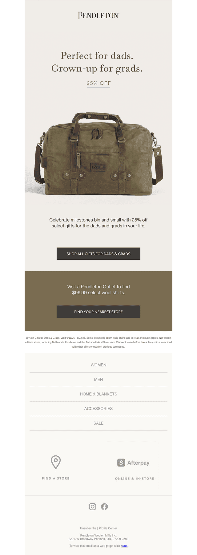 25% Off. For Dads. For Grads.