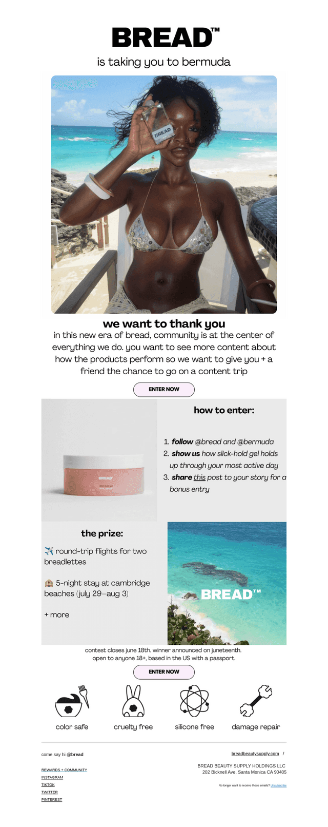 win a trip to Bermuda with Bread 🌊