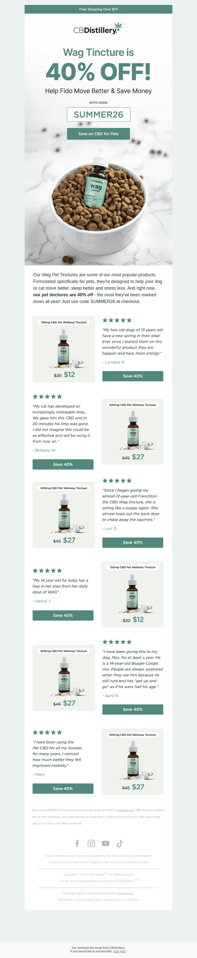 The CBDistillery email from Fri, Jun 12, 2026