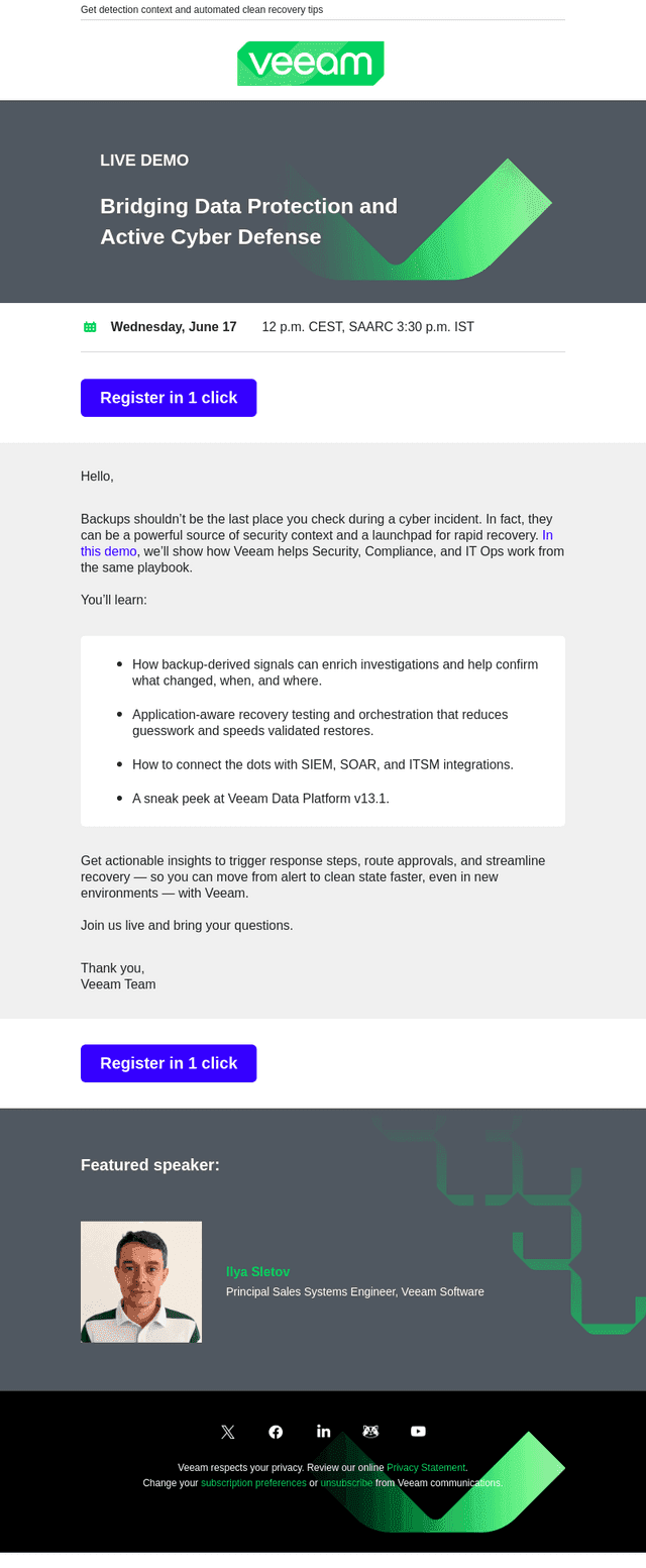 Veeam Software email from Fri, Jun 12, 2026