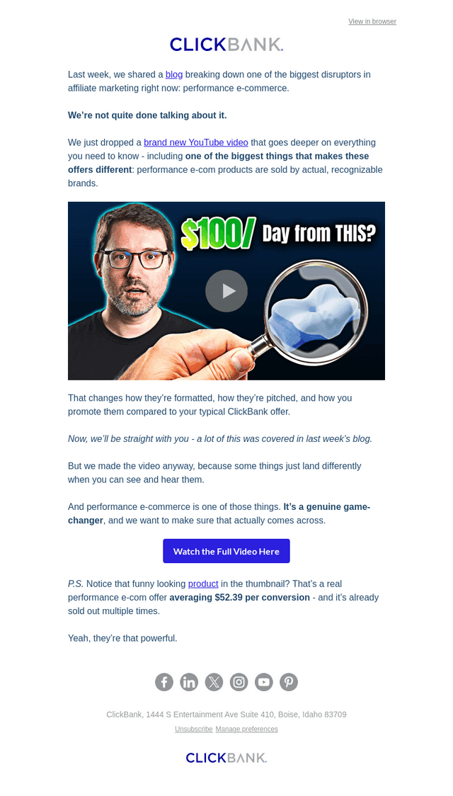 ClickBank email from Fri, Jun 12, 2026