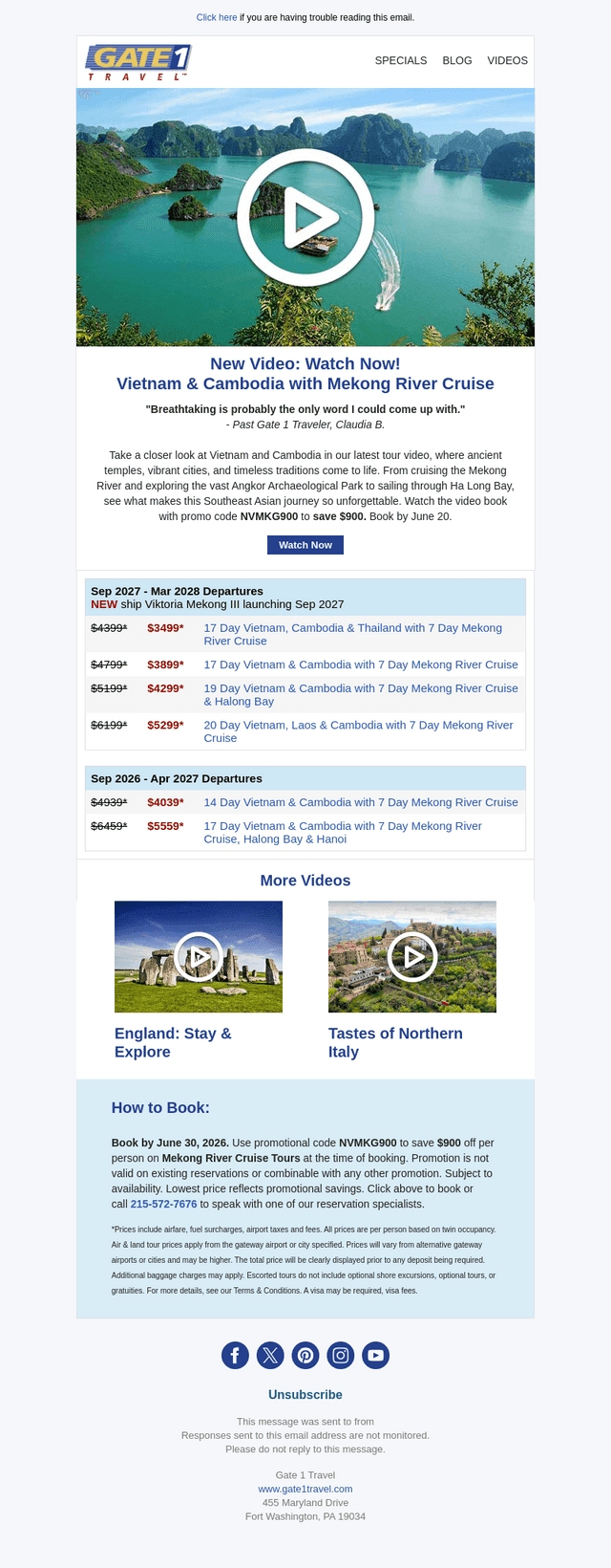 Gate 1 Travel email from Sat, Jun 13, 2026