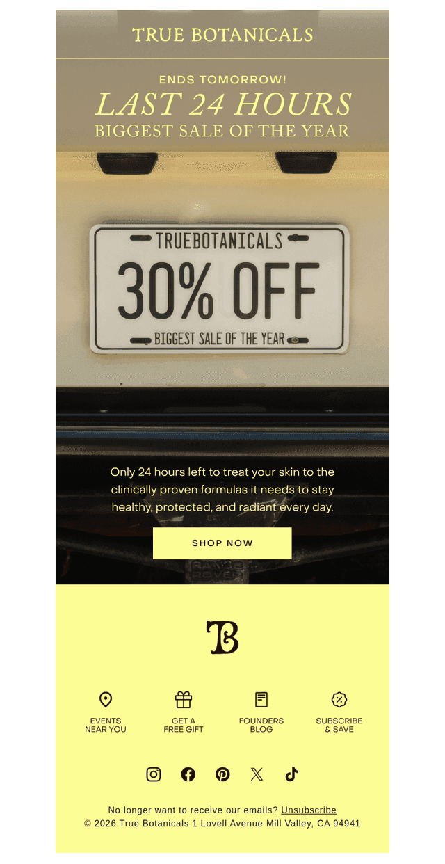 24 hours left: 30% off sitewide