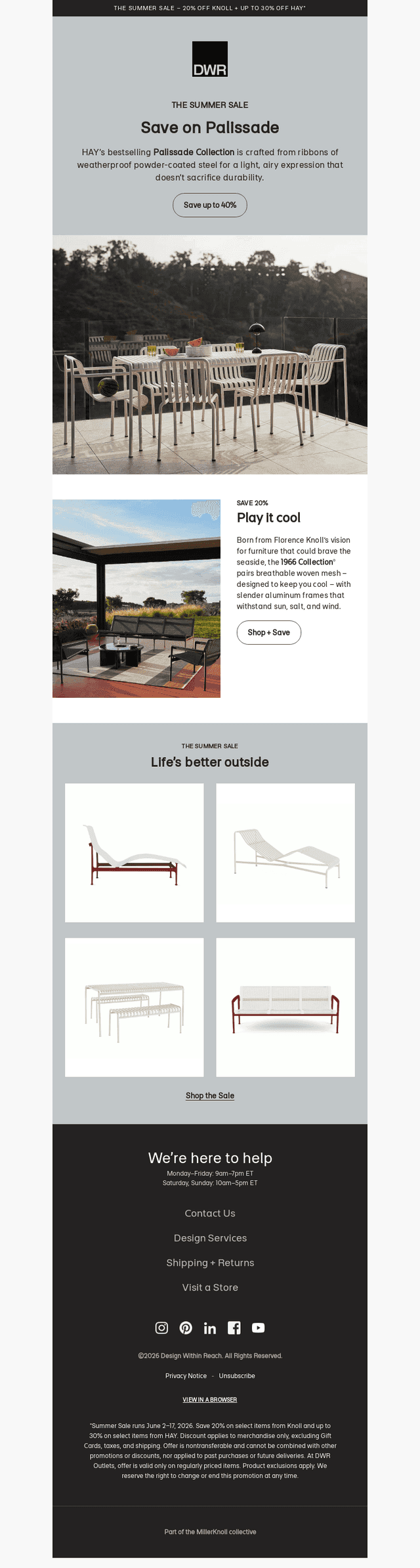 Save up to 40% on select outdoor styles