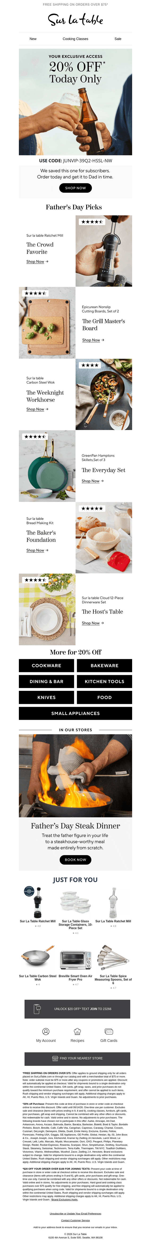 Sur La Table email from Sun, Jun 14, 2026
