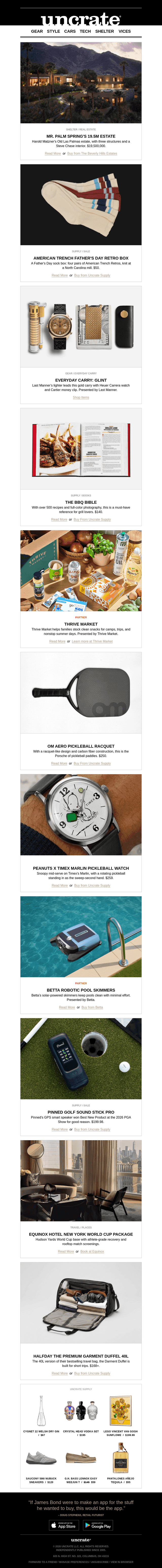 Uncrate email from Mon, Jun 15, 2026