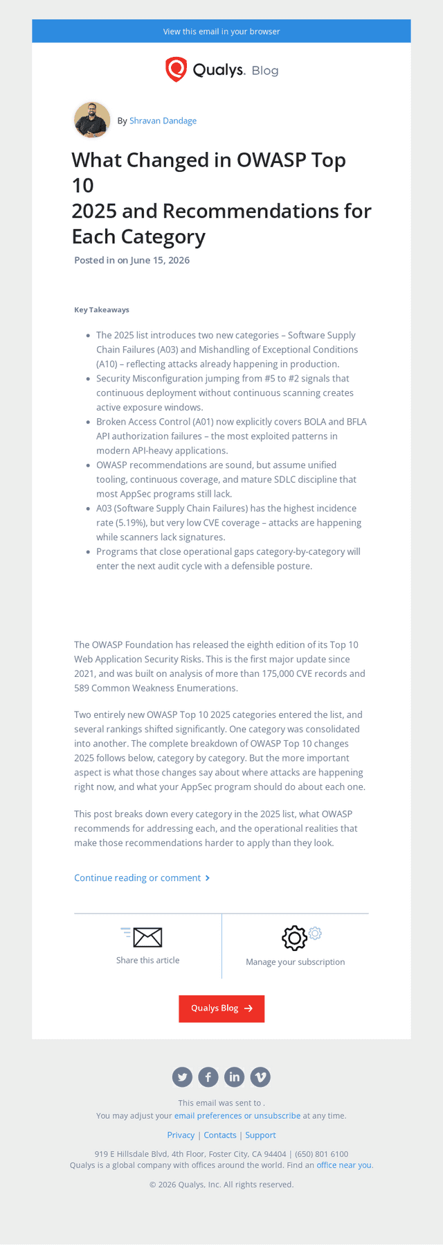 Qualys email from Mon, Jun 15, 2026