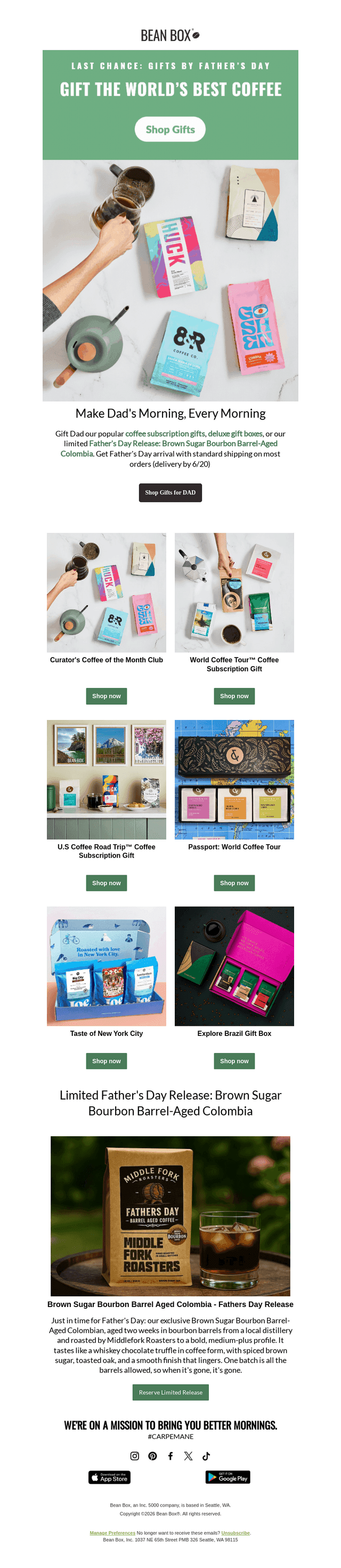 BeanBox email from Mon, Jun 15, 2026