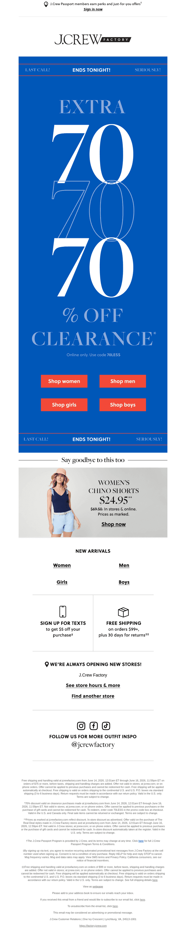 Uh-oh…extra 70% off clearance ends tonight!