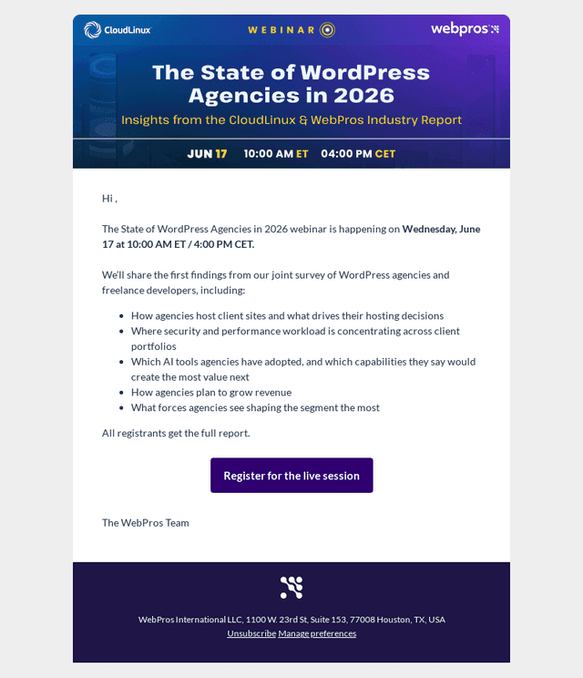 WebPros email from Tue, Jun 16, 2026