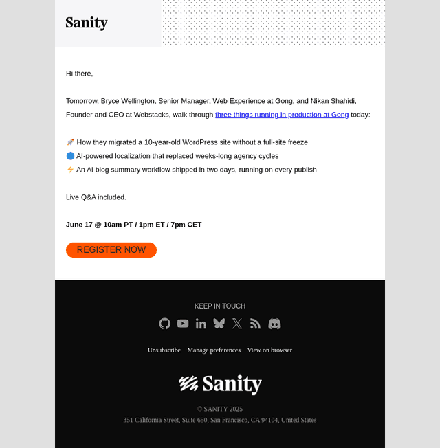 Sanity email from Tue, Jun 16, 2026